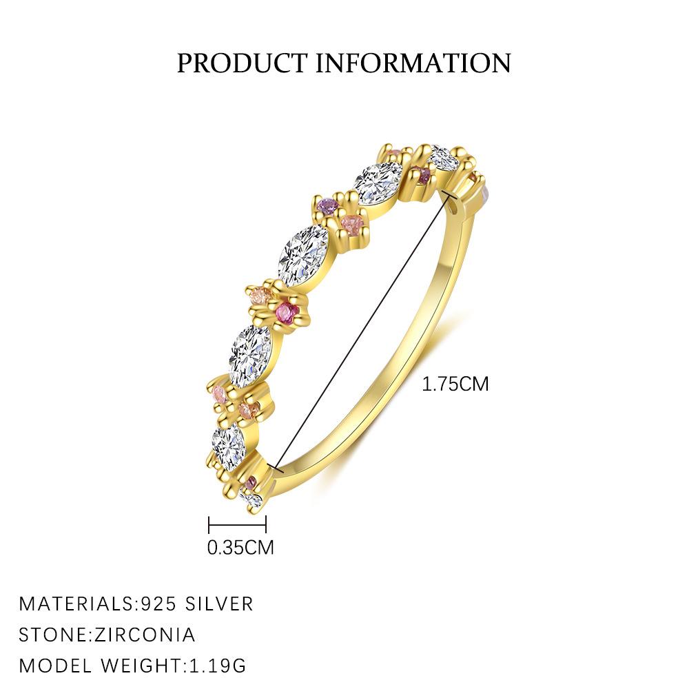 925 Sterling Silver Colorful Zircon Stars Moon Open Ring for Women French Exquisite Sweet Jewelry Gifts