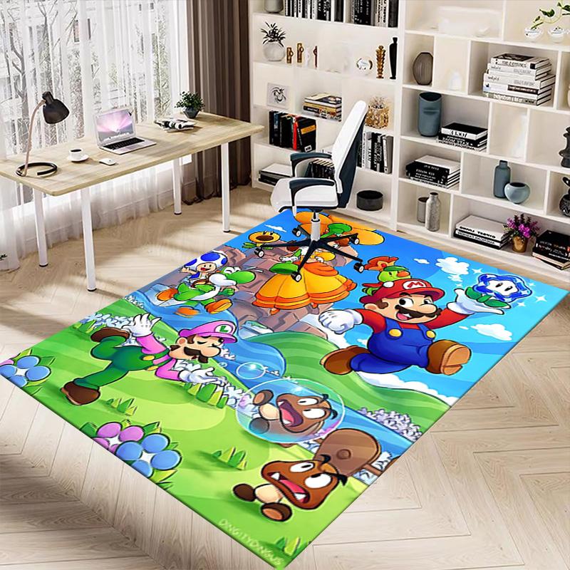 1pc Mario Bros Adventure Carpet for Playroom Bedroom Living Room Sofa Home Decor,kids Game Area Rug Non-slip Floor Mat Y72919