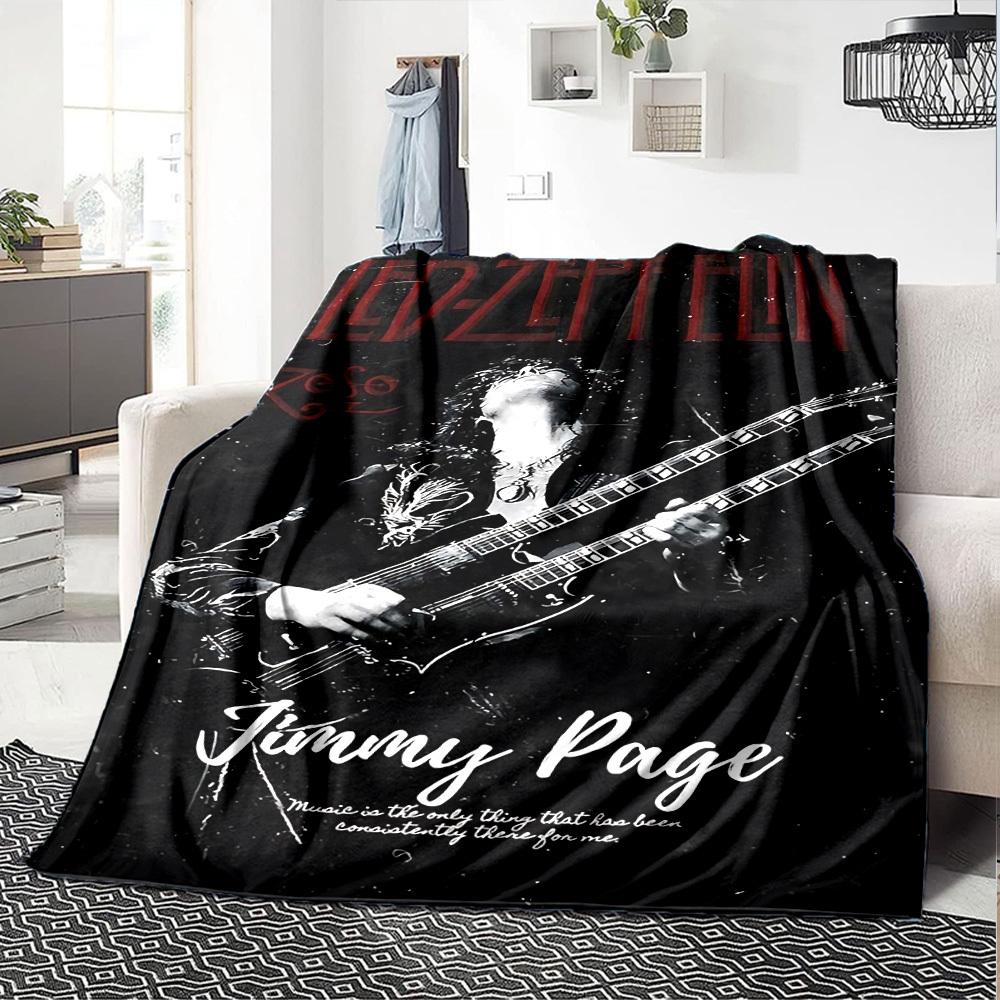 1 szt. Led Zeppelin Jimmy Page Miękki flanelowy koc całoroczny do domu, biura, na zewnątrzTrwały komfort 100588