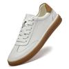 Men's Plus Size White Genuine Leather Skate Shoes - Breathable, Soft Sole, Casual Cowhide Sneakers