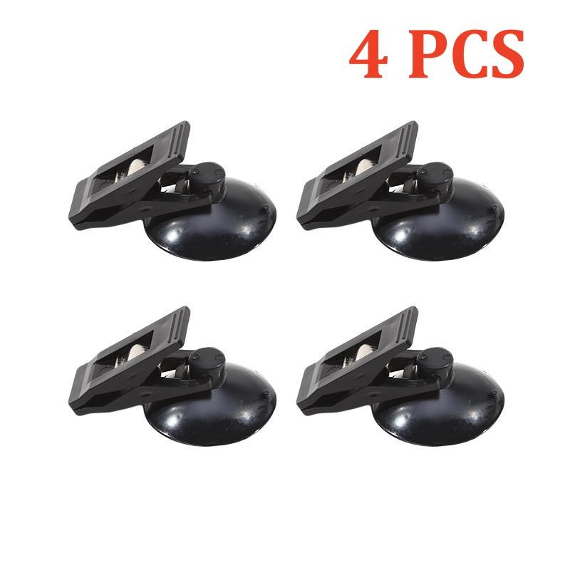 4Pcs Car Interior Window Clip Mount Black Suction Cap Clip Plastic Sucker Removable Holder For Sunshade Curtain Towel Ticket