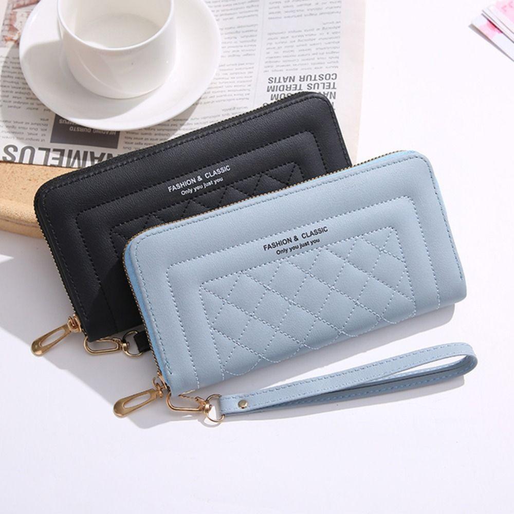 Fashion PU Leather Women Wallet Long Large Capacity Card Holder Simple Double Zipper Coin Purse Women Girls