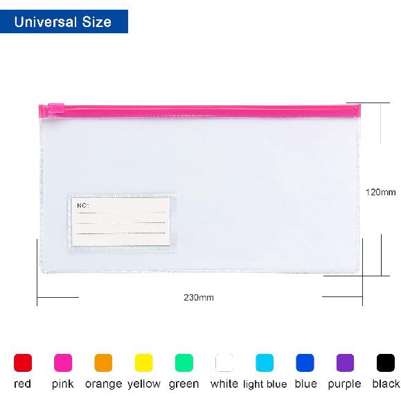 Tamaki 10 Pack Zipper Plastic Envelopes, Small Plastic Envelopes, A6 Size for Pencil Case Bulk, Bill Bag, 10 Color (9x4.7 Inch)