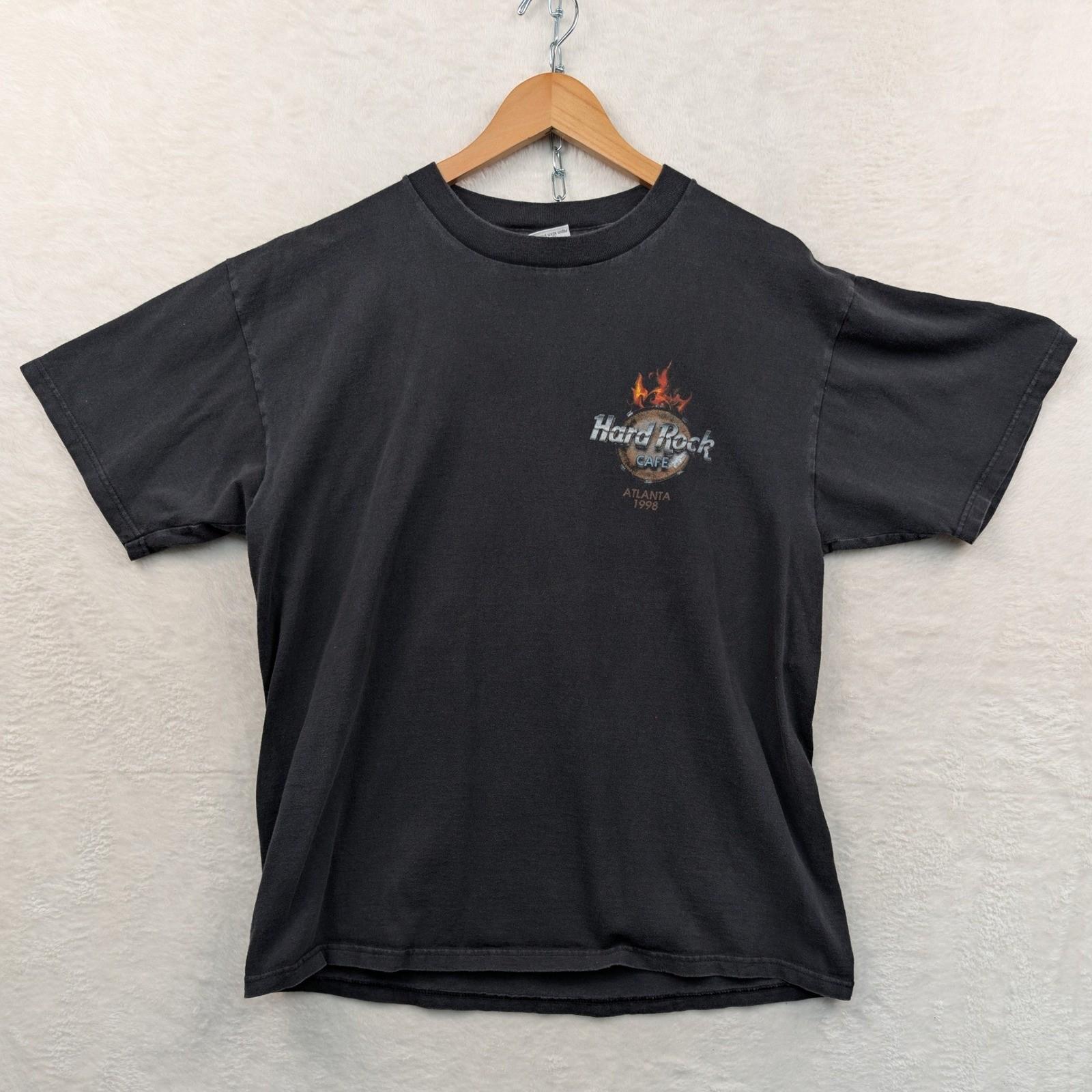 VTG Hard Rock Cafe T-Shirt Mens XL Black Atlanta 1998 Flying V Guitar Grunge 90s Unisex T-Shirt XXXL