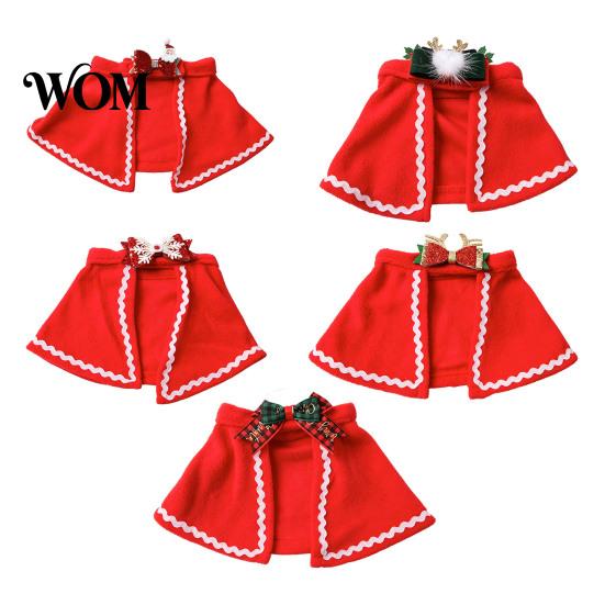 Cat Holiday Costume Pet Christmas Cape with Bow, Red Cloak for Small Medium Dogs & Cats, Outfit White Wavy Trim, Festive Apparel Pets Dog
