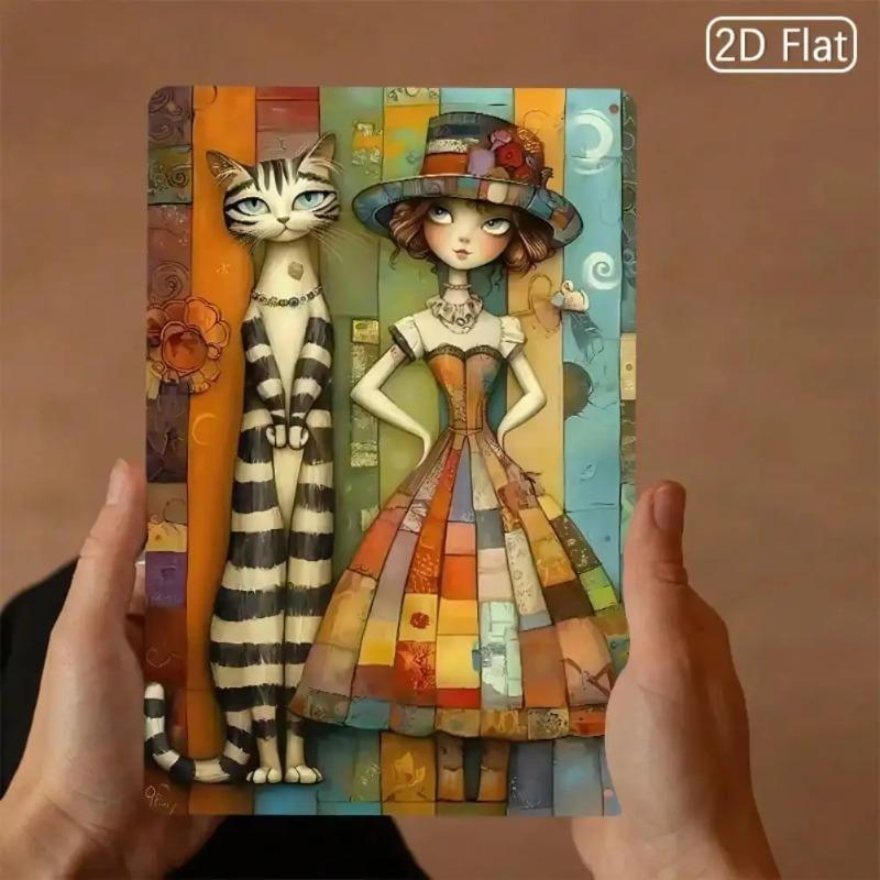 Metal Cat Wall Art Colorful Mosaic Modern Home Decor