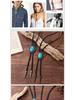 Trendy Tyrkysový Bolo Tie Přívěsek: Pánský svetr řetízek ve stylu západního kovboje