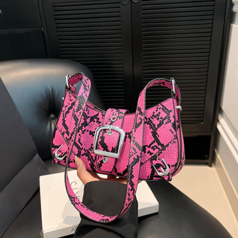 

Ветер маленькая сумка женская новая нишевая змеиный узор подмышечная сумка-пельмень сумка на плечо сумка-мессенджер розы красного