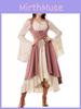 Vintage Künstlerisches Langes Damenkleid Mit Mittlerer Taille Und Flicken Für Festivals