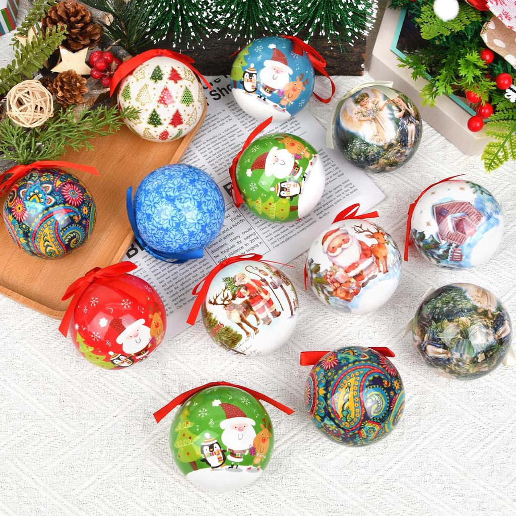 Enfeites de Árvore de Natal Criativos: Bolas de Memória e Pingentes de Papel com Padrão Pintado