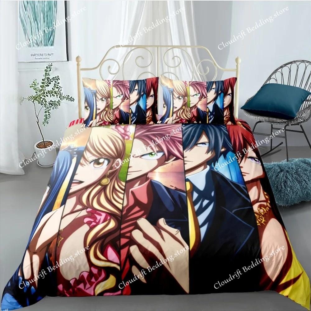 Anime Fairy Tail 3D Duvet Cover with Pillow Cover Bedding Set Single Double Twin Full Queen King Bed Set for Bedroom Decor