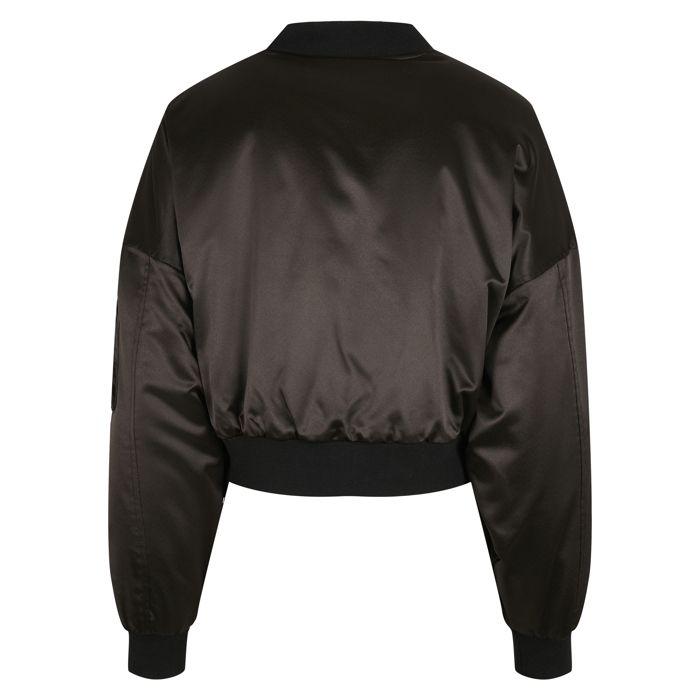 Bomber femme - Urban Classics - Oversized satin - Noir - Doublé taffetas - Rembourré