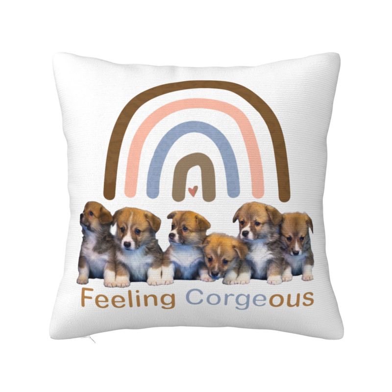 Cute Pet Dog Corgi Throw Pillow Case Cm Decor Home Cushion Cover Soft Polyester Pillowcase Doublesided Printing