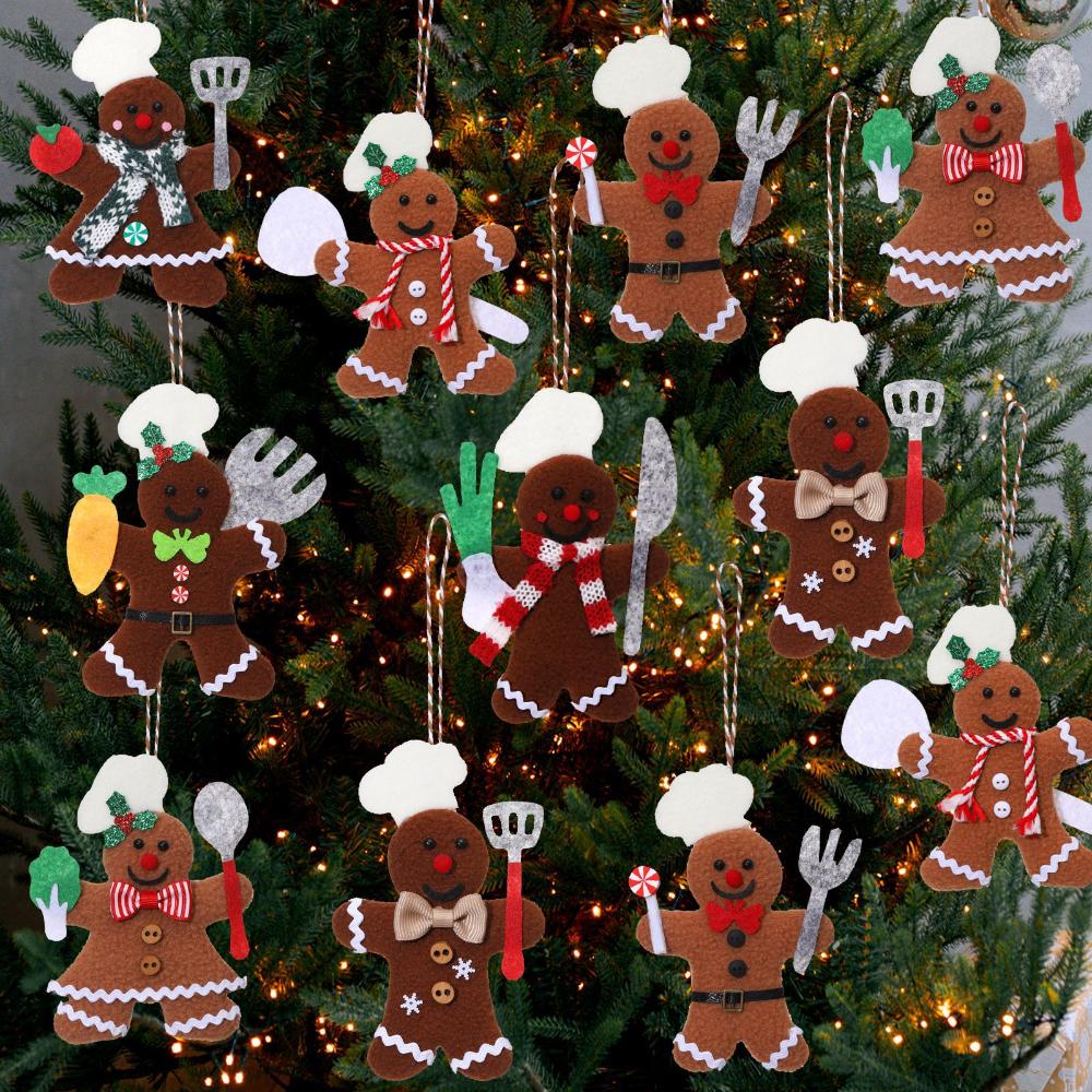 Cross Border Gingerbread Man Christmas Pendant Christmas Tree Decoration Scene Arrangement Props Plush Chef Gingerbread Man