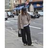 2025 Autumn Winter New Vintage Brown Wool Blend Coat Women's V-Neck Office Warm Outerwear