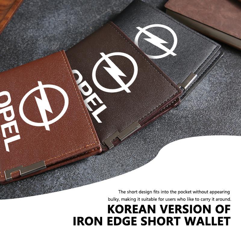 Korean Version of Iron Edge Short Wallet Leather Card Purse For Opel Insignia Astra G J F K Vectra C H Corsa C B D Omega