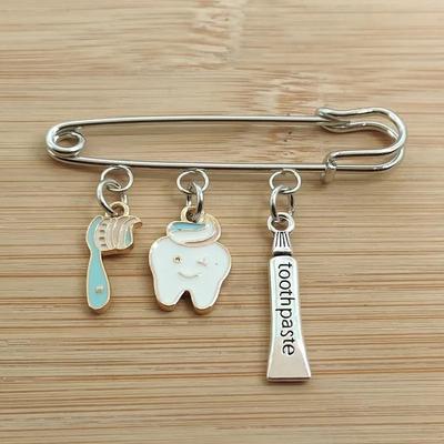 Fashion Toothpaste Toothbrush Enamel Tooth Pendant Brooch Dentist for Women Dentist Brooch Jewelry Gifts