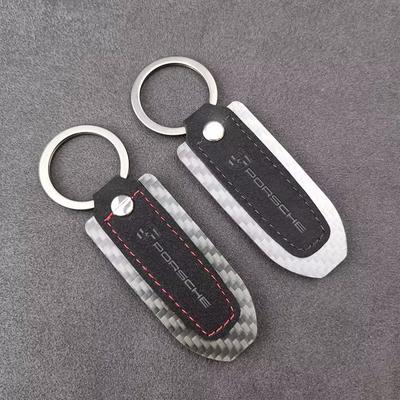 Carbon Fibre Key Ring Sport Car Keychain Gift With Emblem For Cayenne Panamera Macan Boxster Cayman 718 911 Sticker