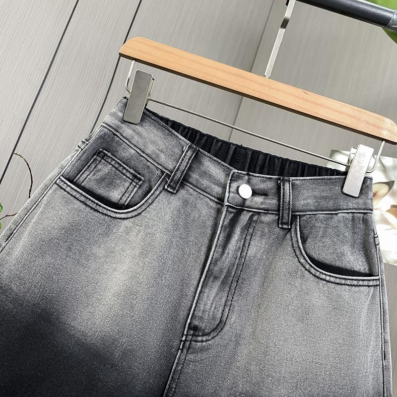 DIMANAF Plus Size 2025 Women Shorts Pants Summer Elastic Loose Jeans Short High Waist Basic Pants Maxi