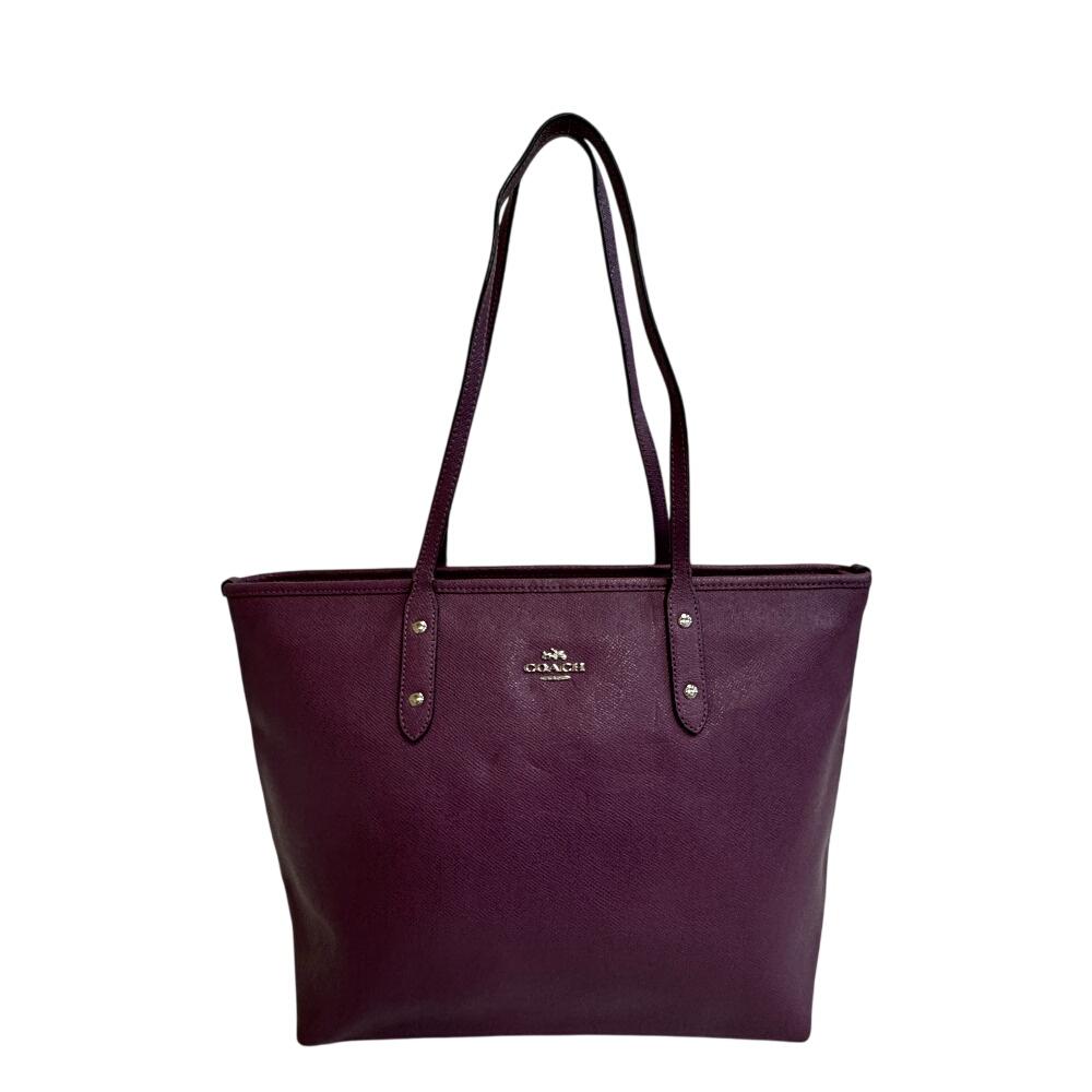 COACH 57522 leather Tote Bag purple leather Women Used