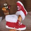 Women's Winter Warm Black Fluffy Boots Lace Up Soft Sole Platform Ankle Botas Mujer Non Slip Thick Plush Snow Boots Plus Size 43