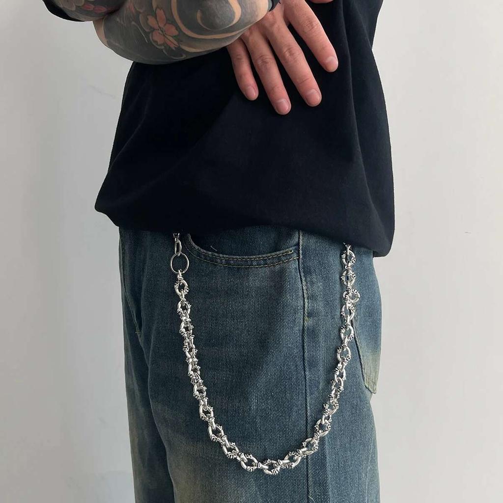 IngeSight.Z Punk Hip Hop Five-Pointed Star Jeans Chain Keychain Men New Trendy  Spider CCB Bead Pants Chain Decoration Jewelry