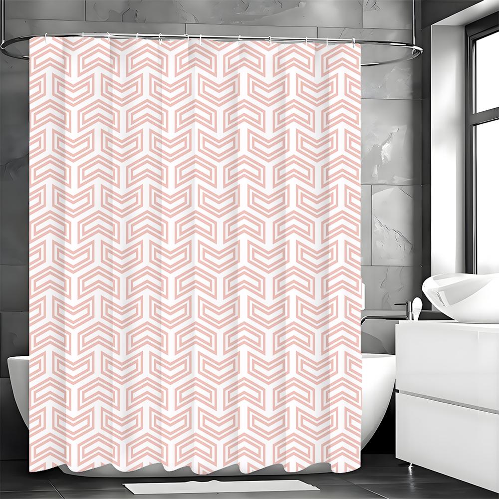 

Modern Geometric Creative Pink Shower Curtain, Bathroom Decorative Shower Curtain, Waterproof Shower Curtain with Hooks 90*180cm