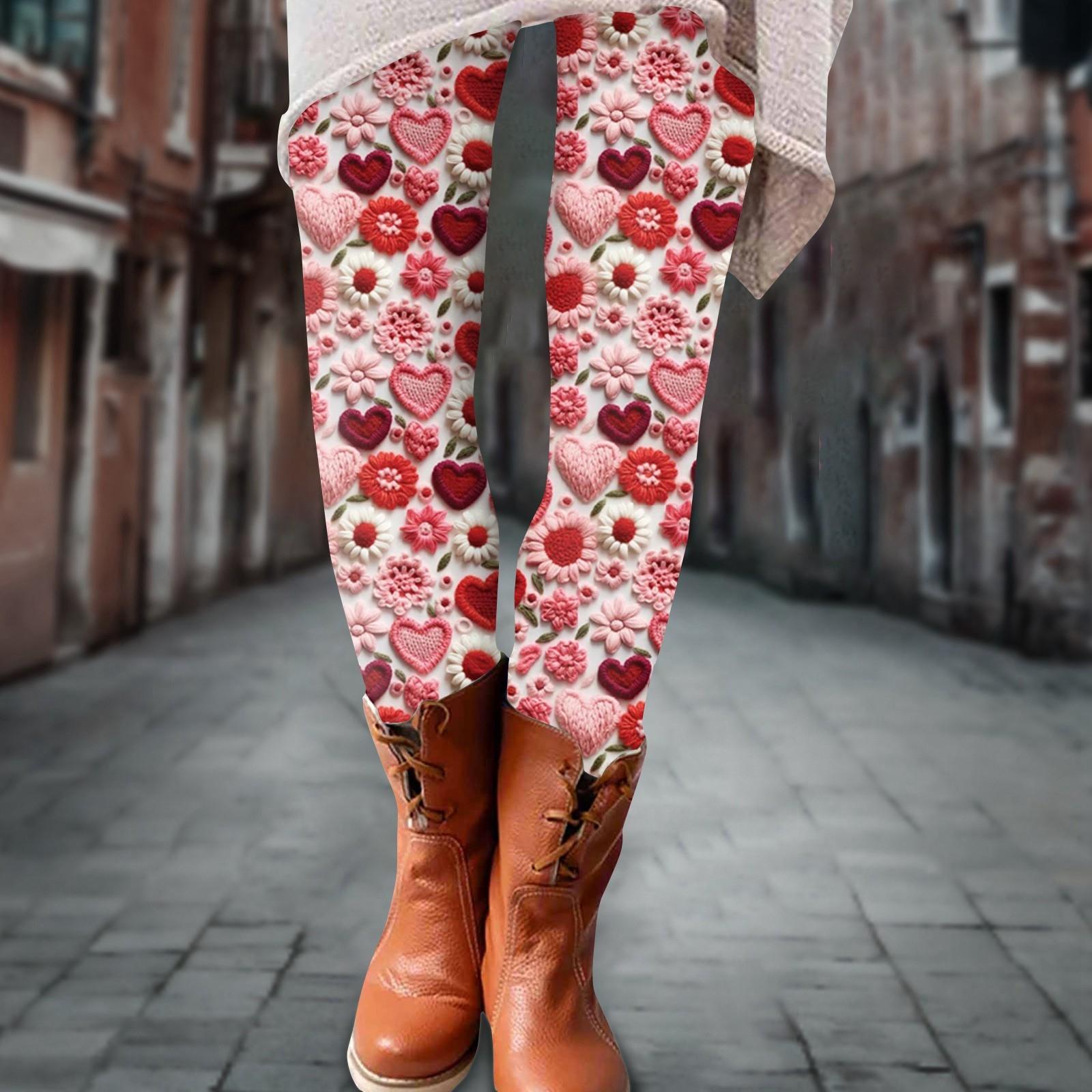 

Жіночі штани. День Святого Валентина. 3D-друковані еластичні м’які легінси. Повсякденні домашні піжамні штани. M коричневий