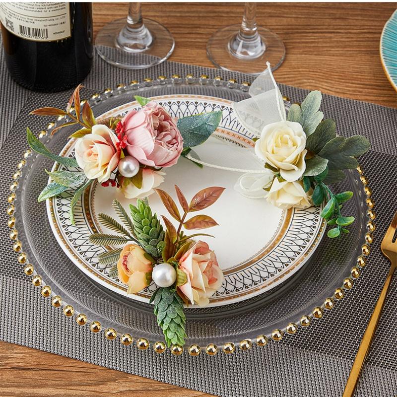Flower Napkin Rings Rustic Napkin Rings Table Decor Western Napkin Ring Holder Rose Serviette Buckles for Wedding Party Banquet