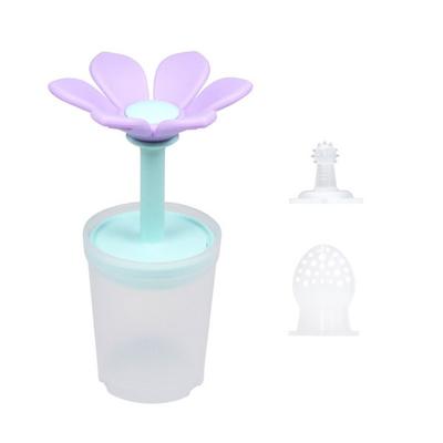 Chew Chew Bloom 4IN1 Teether + Juice Net + Silicone Toothbrush + Baby Water Cup, Purple + Mint, Toothbrush (stage 1) + Baby Cup