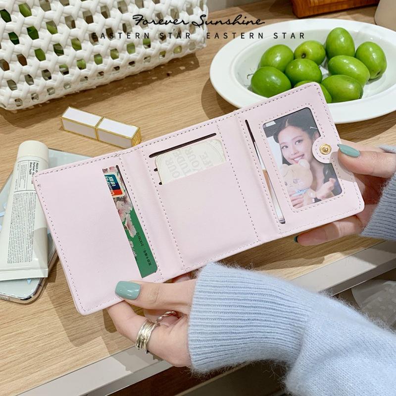 1pc Women Simple Solid Color Bow Decor Mini Tri-Fold Compact Wallet For Women Wallet Mini Wallet Purse Wallet Small Wallet cute