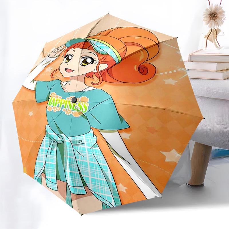 1pc Happiness Anime Character Outdoor Umbrella - Automatic Opening/Closing, Portable 3-Fold Design with Iron Frame - Perfect Gift for Fans, Travelers,