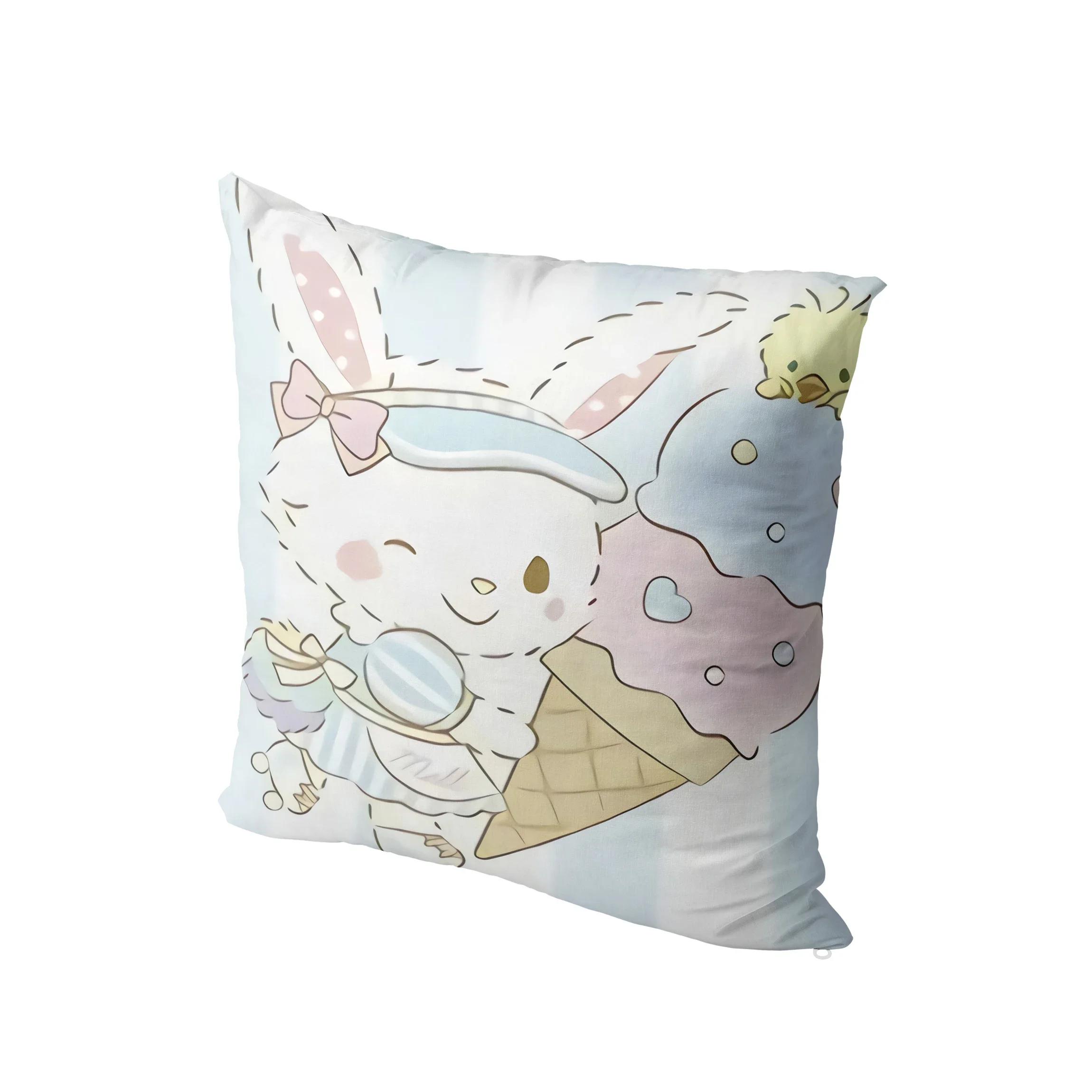 

Милая мультяшная наволочка с кроликом и кошкой, двусторонняя печать, короткий плюш, уютный чехол для диванной подушки, наволочка для декоративной подушки для гостиной x 66x66cm оранжевый