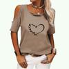 Women Casual Round Neck T-shirt Summer&fall Heart Shape Printed Short Sleeve Top Female Fashion Off Shoulder Tee Shirt