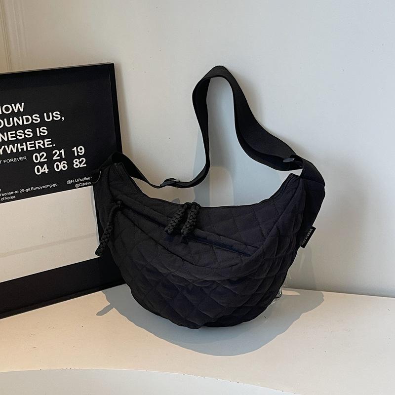 Simple Rhombus Solid Color Fabric Women's Shoulder Bags Vintage Large Capacity Ladies Handbags Casual Female Crossbody Bag