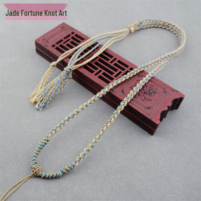Tibetan Four-Strand Braided Vajra Knot Cotton Necklace Rope