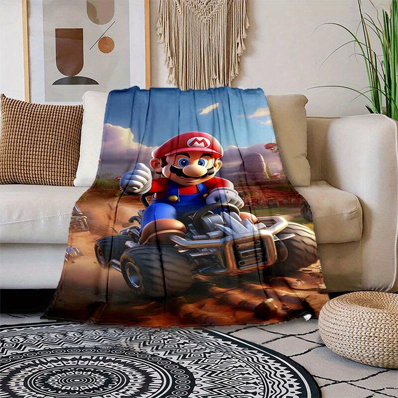1pcSuper Mario Kart Inspired Plush Blanket - Soft, Comfortable, All-Season Gift for Gamers and FansB06014m