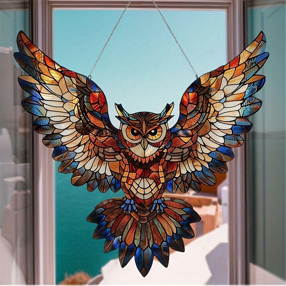 Home Decor Glass Window Hanging Acrylic Suncatchers Ornament Funny Owl Wall Decor