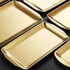 Thickened 304 Stainless Steel Rectangular Square Golden Plate Korean Barbecue Dish Sushi Flat Bottom Plate Tray Storage Tray