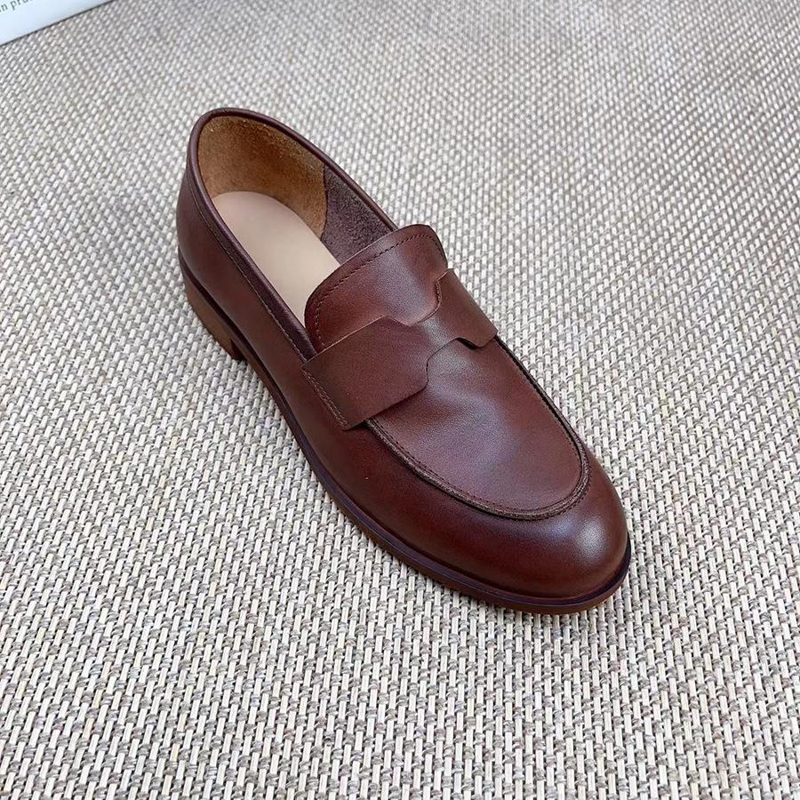Johnature Retro Echtes Leder Niedrigen Absatz Pumps Frauen Schuhe Runde Zehe Flache Volltonfarbe Bequeme Halbschuhe