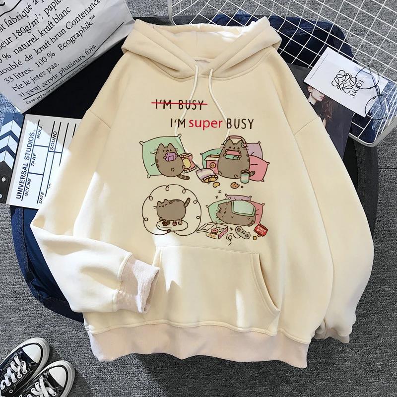Women's cat hooded sweatshirt 2025 cartoon costume Korean Harajuku Kawai style oversized
