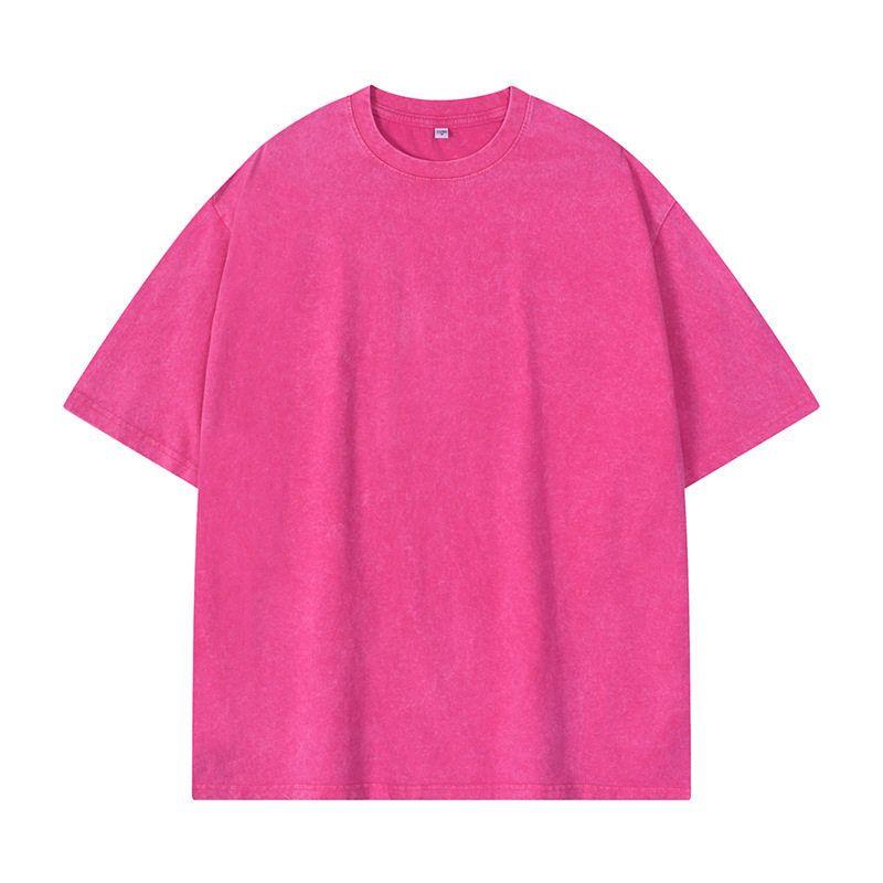 Foreign Trade Export Surplus Stock, Summer New Style, Washed and Distressed, Heavyweight 230g, Unisex Couple Short-Sleeve T-Shirt, Trendy