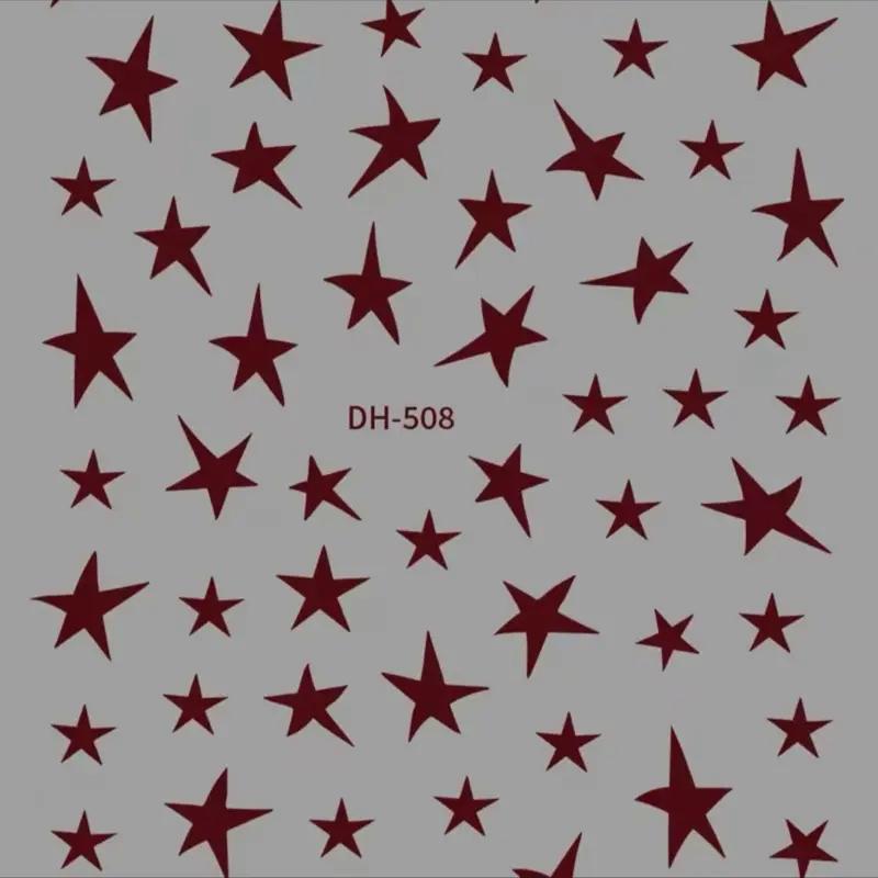 Five-Pointed Star Nail Stickers Foil Hollow Star Decals Flexible Hand-Painted Pentagram Self-Adhesive Nail Art Stickers