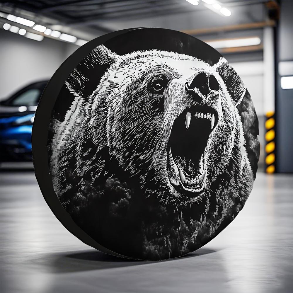 1pc, Spare Tire Covers With Grizzly Bear Pattern - Versatile Polyester, No Electricity Required For Camping And Beach Parking