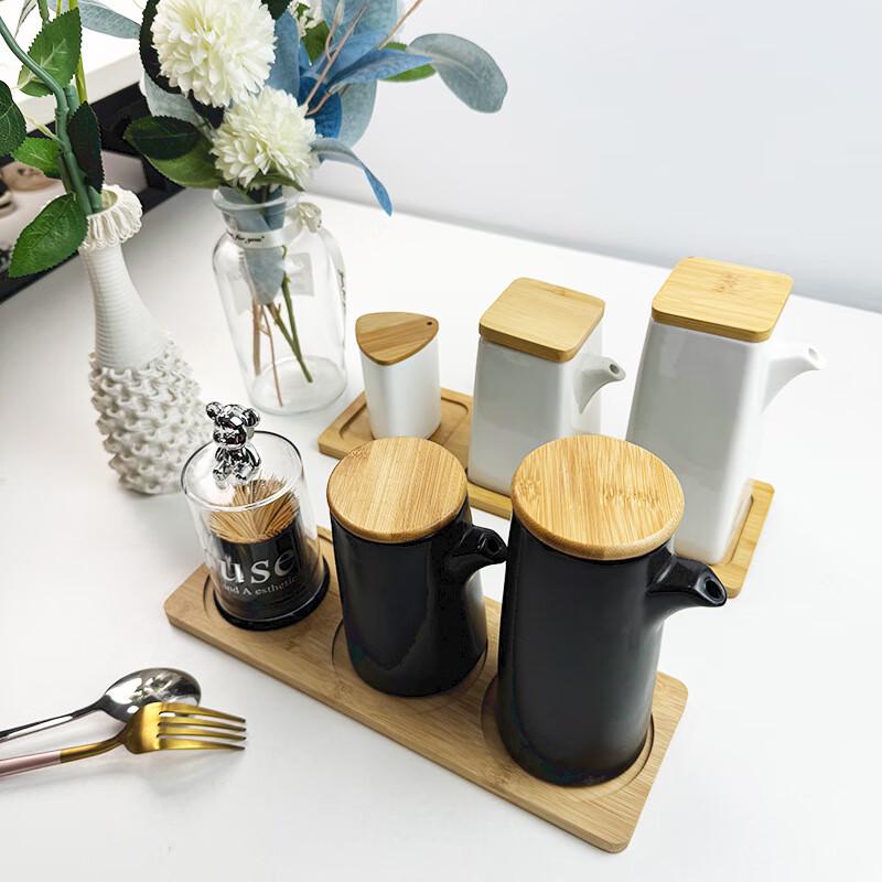 LISM 5-Piece Commercial Seasoning Set with Oil Pot and Toothpick Holder