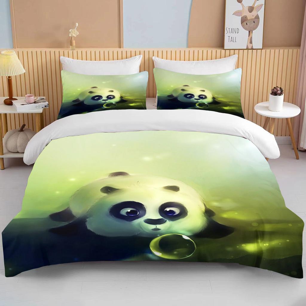 10 sizes CutePanda Bedding 3 Piece Set king size double bed bedding set microfiber or polyester duvet cover set  bedroom bed set
