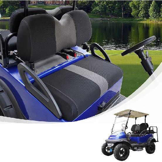 Golf Cart Front Seat Covers Fit EZGO TXT 1994-2013, Washable Breathable Air Mesh Cloth Adjustable Seat Cover for Golf Cart, Black and Gray