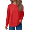 Women's Fashion Loose Round Neck T-Shirt Solid Color Casual Long Sleeve Top