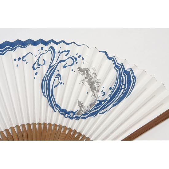 [Hasegawa] Men's Folding Fan, Tailored by Kyoto Artisans, Includes Fan Case, Gift Boxed (Carp)