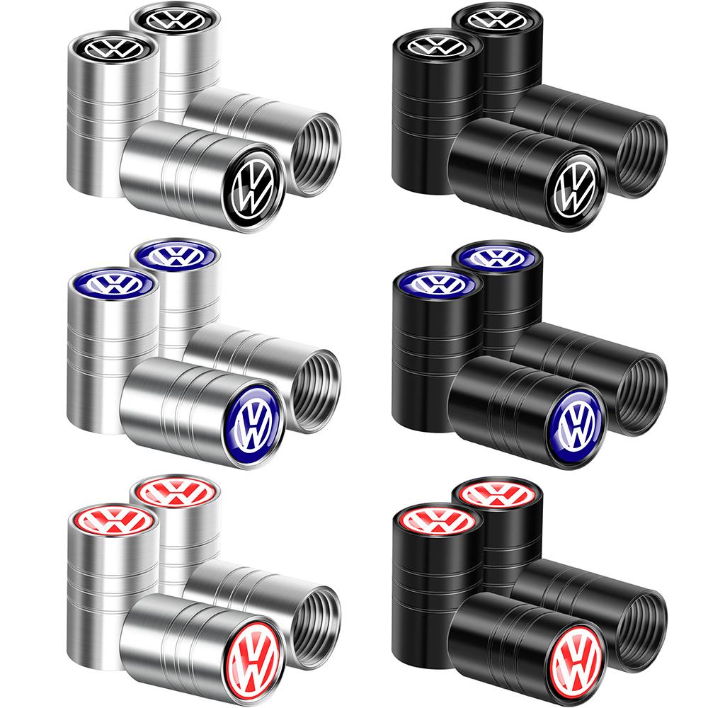 For Volkswagen A1 4pcs Car Tire Valve caps Metal Cap Case Decor Dustproof Accessories For Volkswagen Caddy Scirocco CC Golf MK7 Beetle GTI R Line